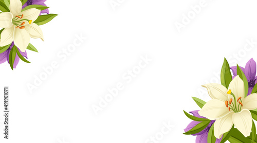 Decorative Botanical and Floral Framed Card with Large Blooming Lily Flower
