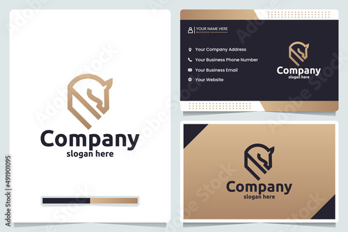 minimalist horse ,line art, logo design and business card