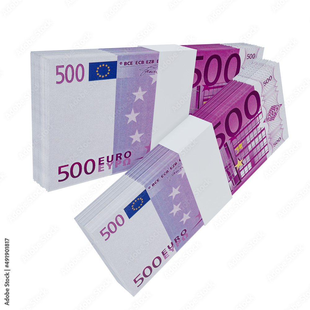 European Union Currency Euro 500: Stack of EUR European banknote European Union Currency Euro 500: Stack of EUR European banknote