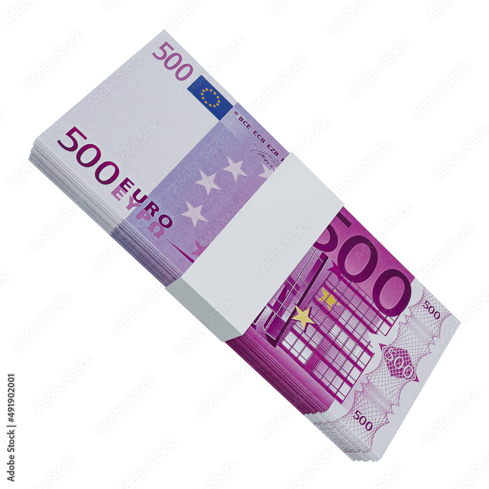 European Union Currency Euro 500: Stack of EUR European banknote European Union Currency Euro 500: Stack of EUR European banknote