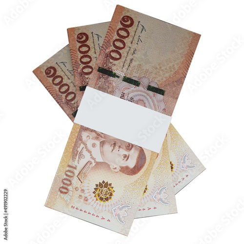 Thailand currency baht 1000: stack of baht thai banknote