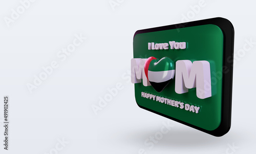 3d mothers day United Arab Emirates flag rendering right view