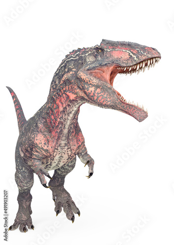giganotosaurus is calling the others on white background