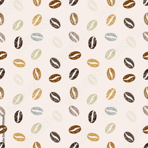 seamless pattern coffee beans grunge effect for background, greeting card, packaging, texture, fabric pattern, wallpaper, wall decoration