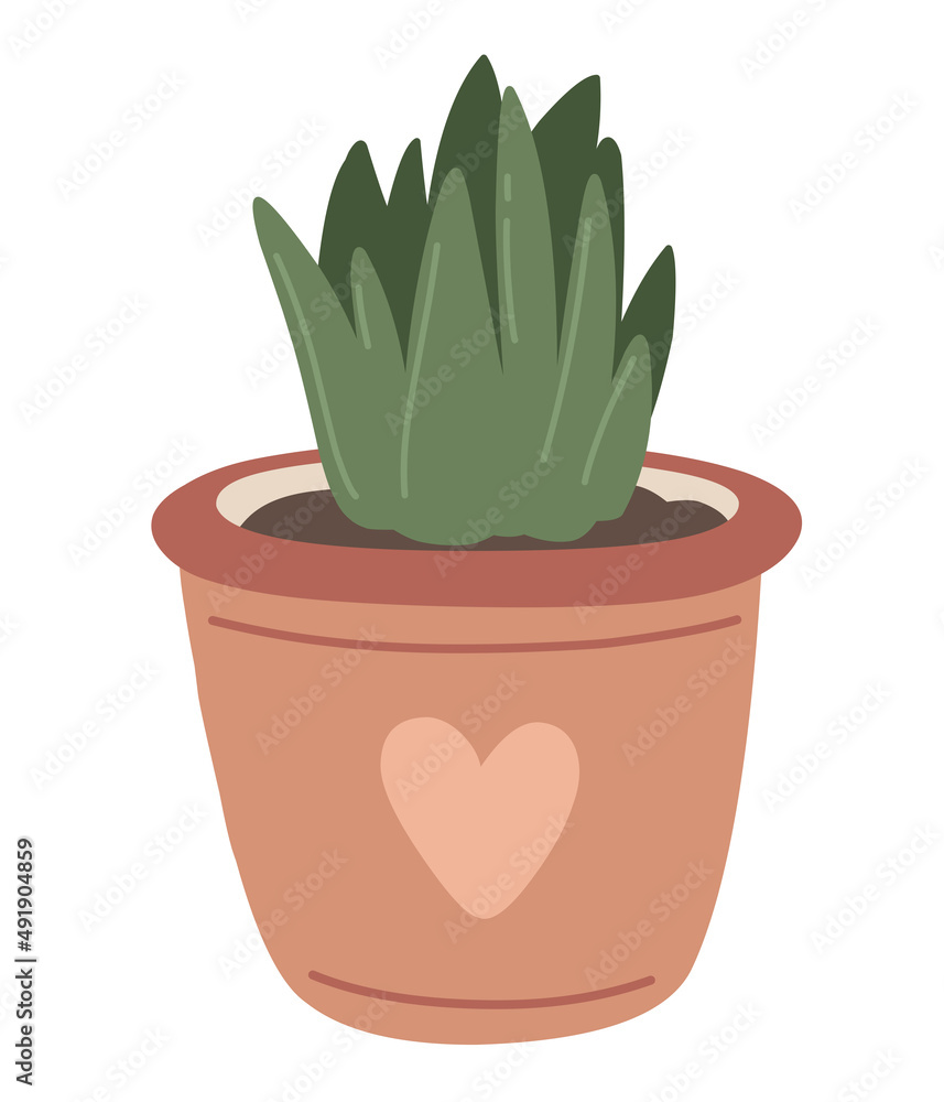 Obraz premium Plants in a pot, spring planting. Vector illustration.