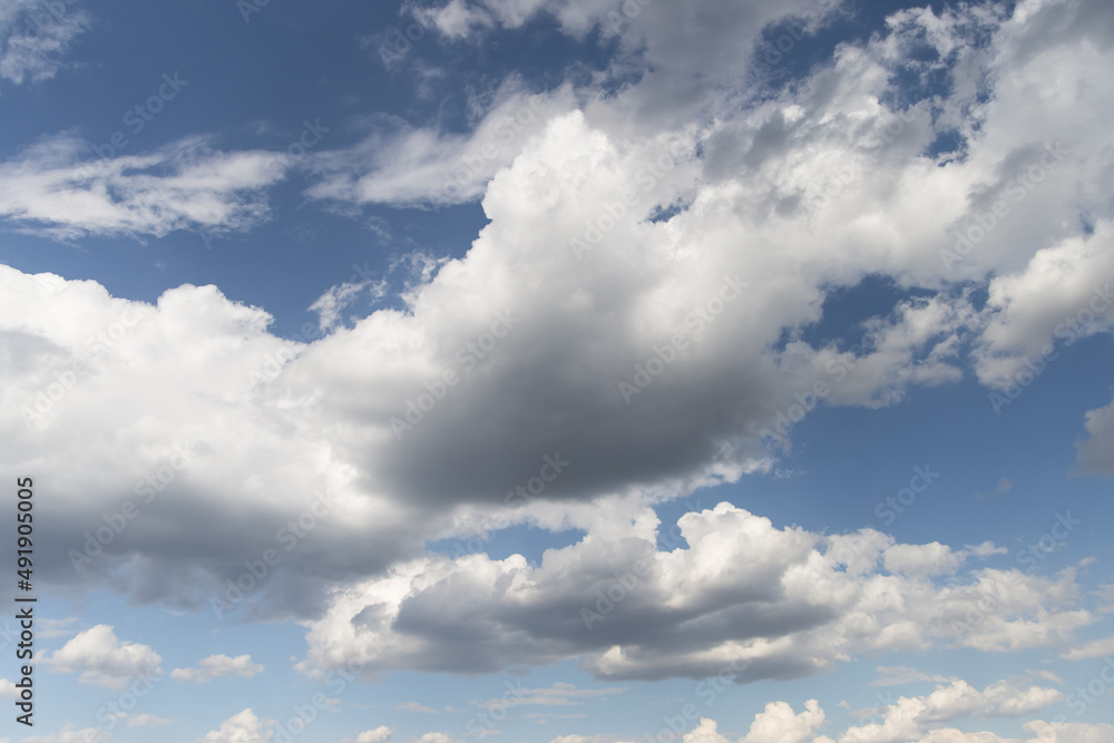 Clouds are white in the blue sky, clear day Clouds are white in the blue sky, clear day