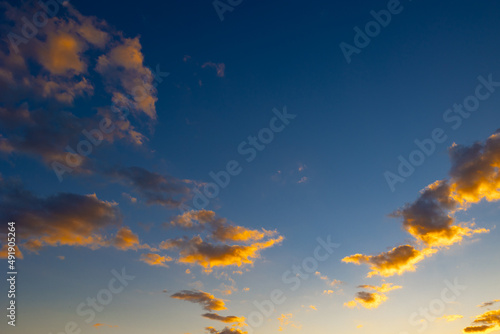 Sunset view. Low angle view of clouds at sunset.