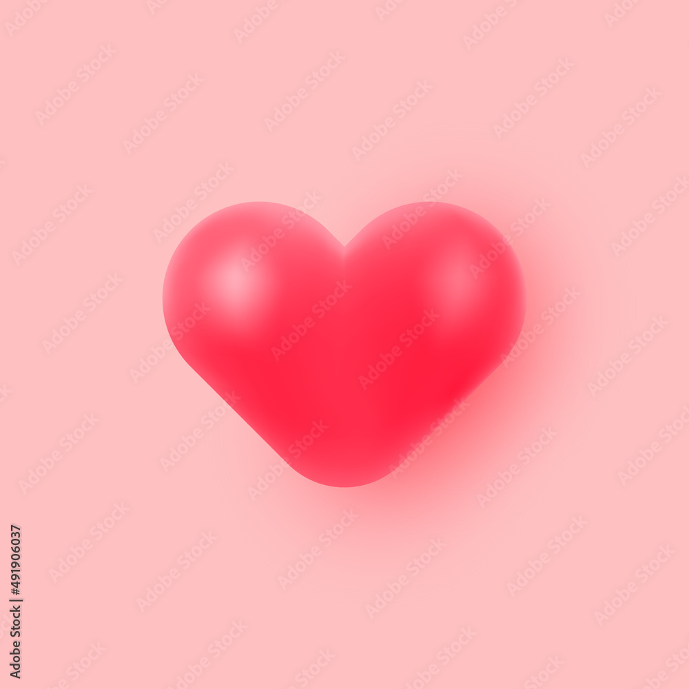Vector red heart. Realistic hearts with shadows. Romantic love icon set, design element for Valentine's Day, birthday, wedding, invitation, greeting card.