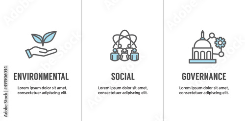 Environment or Environmental and Social Government and Governance Icon Set for ESG