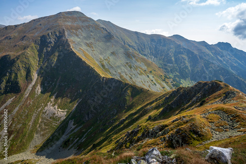 Majestic view of Jarzabczy Wierch (Hruby vrch). Western Tatra Mountains.