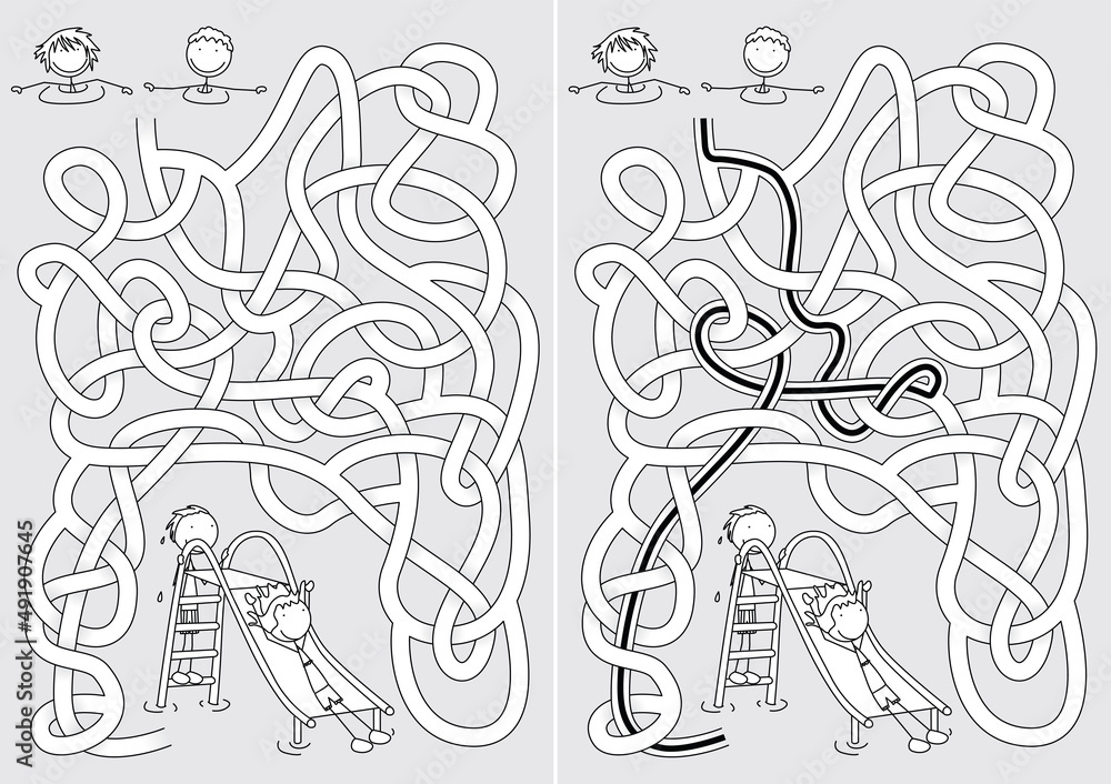 Fototapeta premium Happy kids maze
