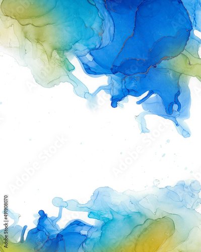 Abstract alcohol ink marble design background ink texture blue