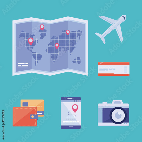 six travel planing icons