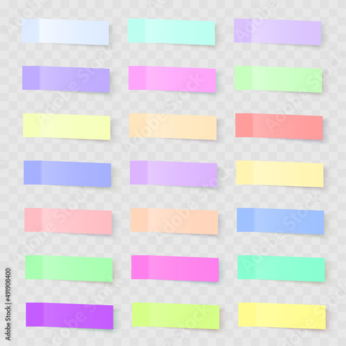 Post note stickers isolated on transparent background. Vector