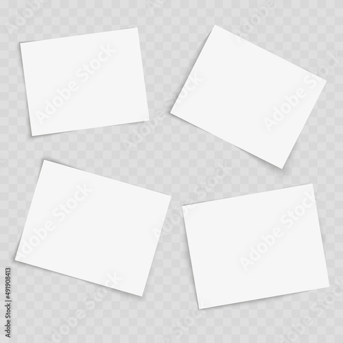 Set of white papers on transparent background. Vector