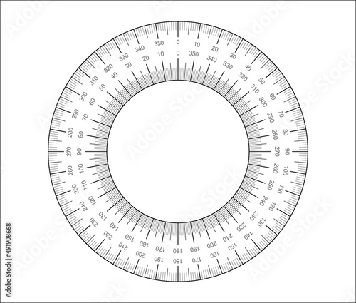 Measuring circle blank. Circular Protractor grid for measuring degrees.