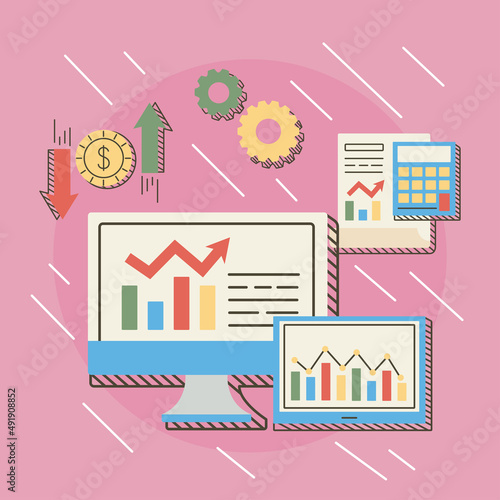 desktop and financial icons