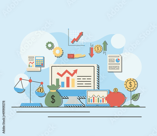 financial business and desktop
