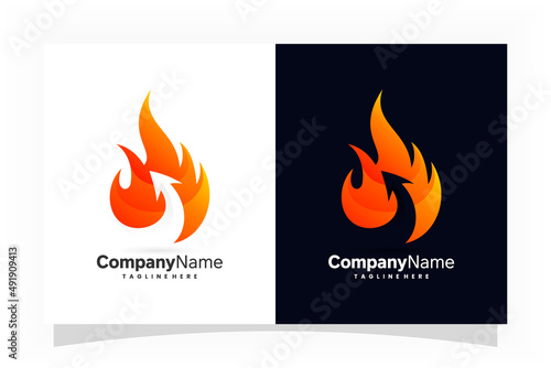 flame fire logo  with arrows concept