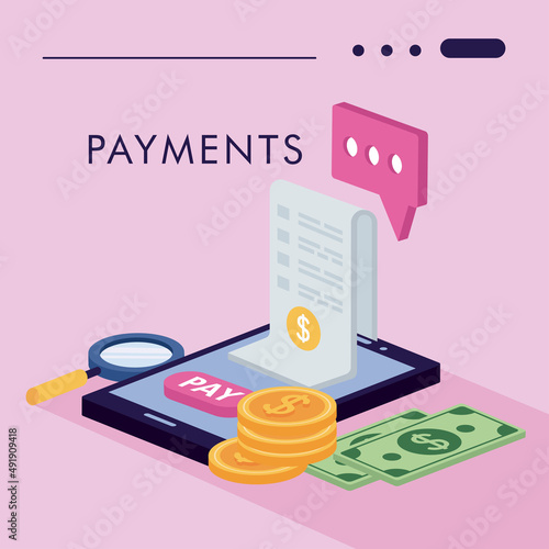 payments isometric style icons