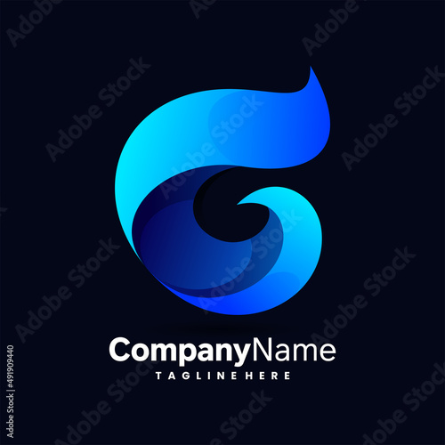 letter g logo with wave shape
