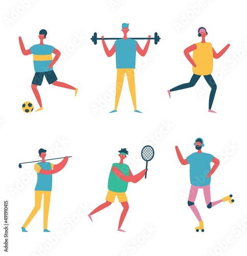 Vector illustration in flat design of group people doing different kinds of sport