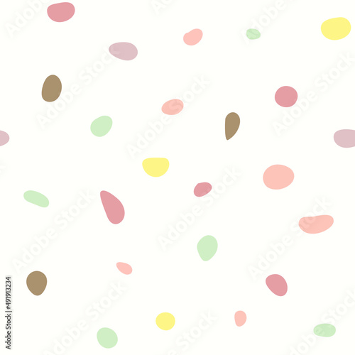Vector seamless pattern with light multi-colored spots in pastel colors in white background