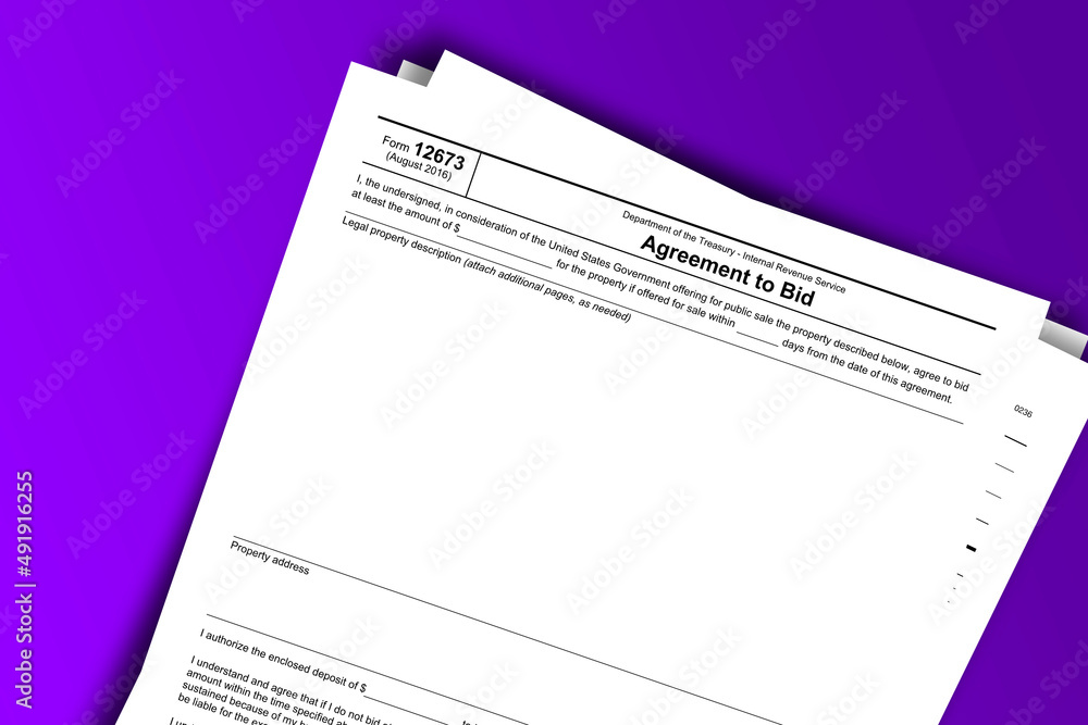 Obraz premium Form 12673 documentation published IRS USA 42590. American tax document on colored