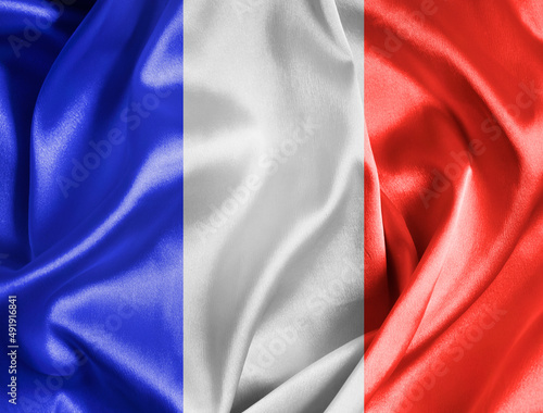 France flag, silk fabric background