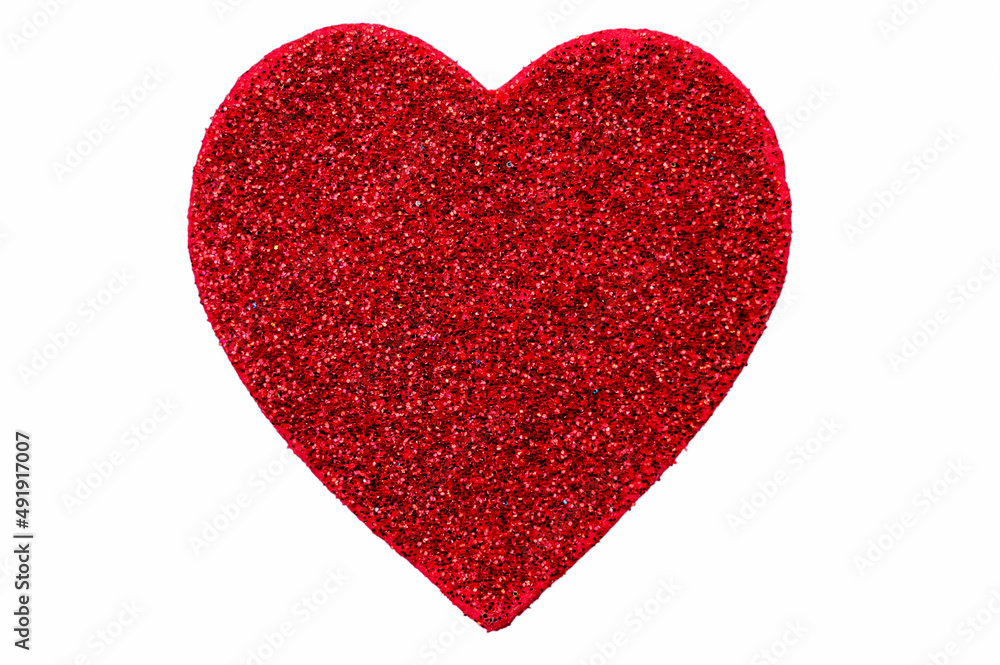 Rotes gesprenkeltes Herz auf weißen Hintergrund