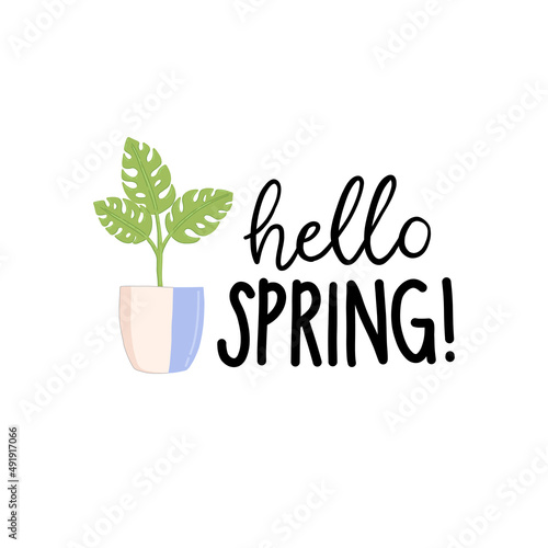 Hello spring, spring set, flat design, vector