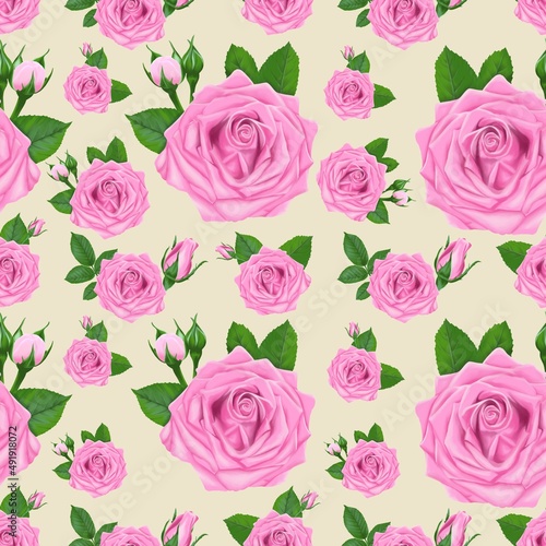 seamless pattern with blooming roses.natural illustration with flowers background.