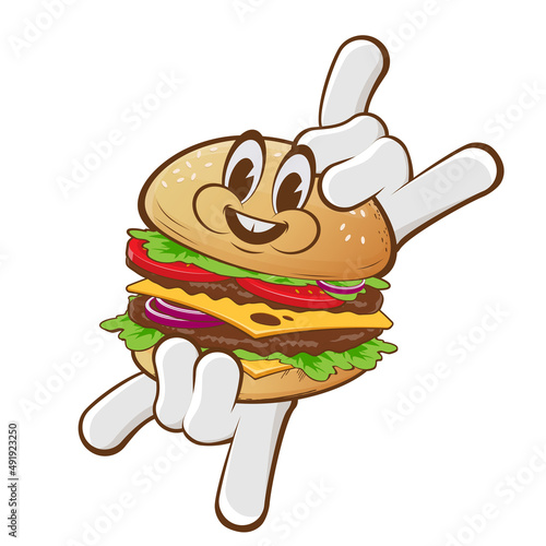 funny cartoon illustration of cartoon hands holding a burger