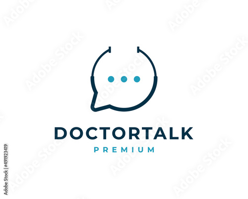 Doctor Chat Talk Consulting with Stethoscope Logo Vector Design Inspiration