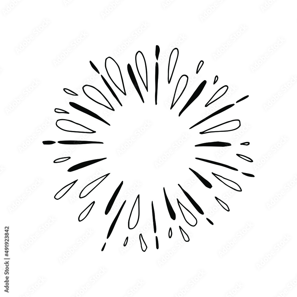 Obraz premium A lot of small spray and droplets. Contour water drop icon. Hand drawn cartoon illustration of aqua. Symbol of splashing liquid in doodle style. Isolated outline vector image on white background.