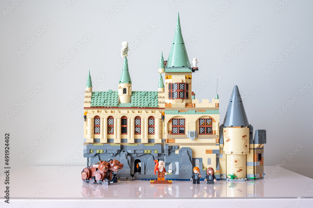 Fototapeta premium Calgary, Alberta - March 10, 2022: Isolated image of a completed Harry Potter lego set.