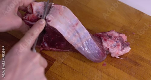 Wallpaper Mural Meat cut into cubes, slow motion. Torontodigital.ca