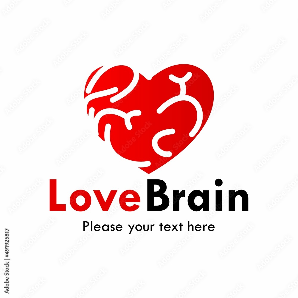 Fototapeta premium Love brain logo template illustration
