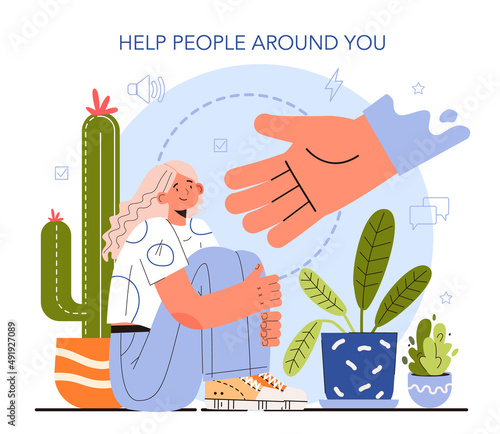 How to manage stress instruction concept. Take care and help people
