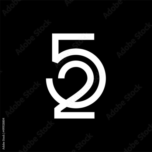  number 52 logo design vector image , 52 number logo icon  , number 52 25 logo , logo number 52, logo number 25 , logo number 25 combination 