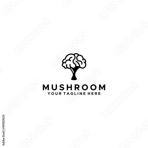 Brain mushroom creative logo design