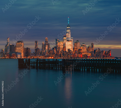 beautiful skyline New York City sunset