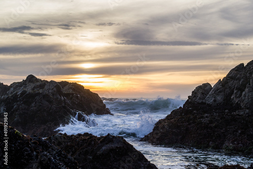 Beautiful Sunset & Crashing Waves in Bodega Bay, California