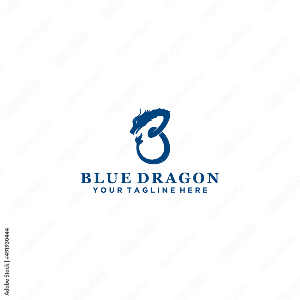 Dragon that forms the letter B logo design Dragon that forms the letter B logo design