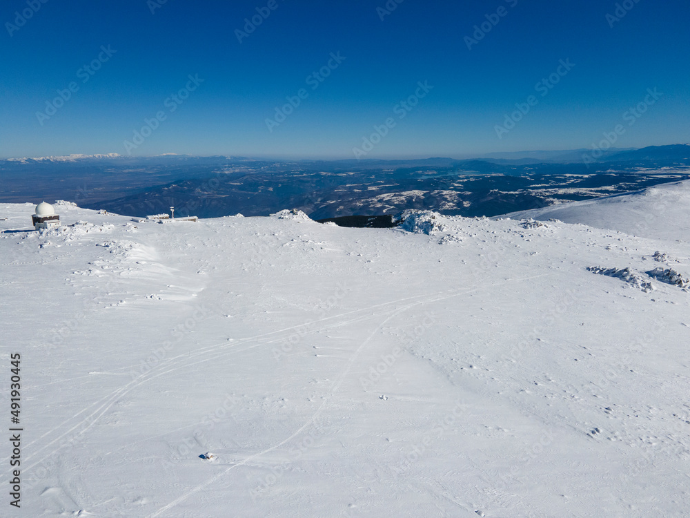 Aerial view of Vitosha Mountain near Cherni Vrah peak, Bulgaria