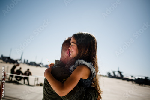 Daughter Greeting Marine Father at Miramar in San Diego