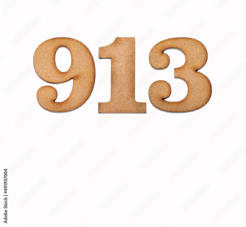 Number 913 - Piece of wood isolated on white background Number 913 - Piece of wood isolated on white background