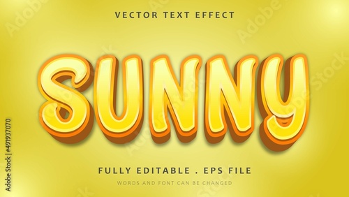 3d Gradient Yellow Word Sunny Editable Text Effect Design Template