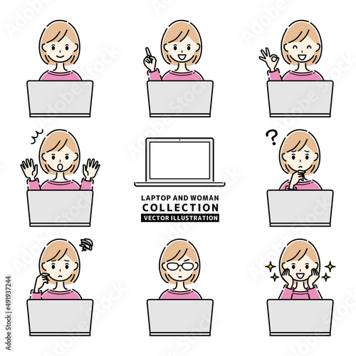女性　パソコン　セット