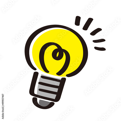 シンプルな電球のアイコンイラスト　カラー　Simple light bulb icon illustration color